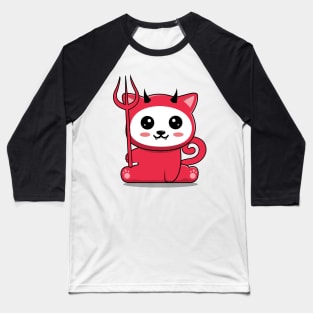 Cute cat in cute demon costume Baseball T-Shirt